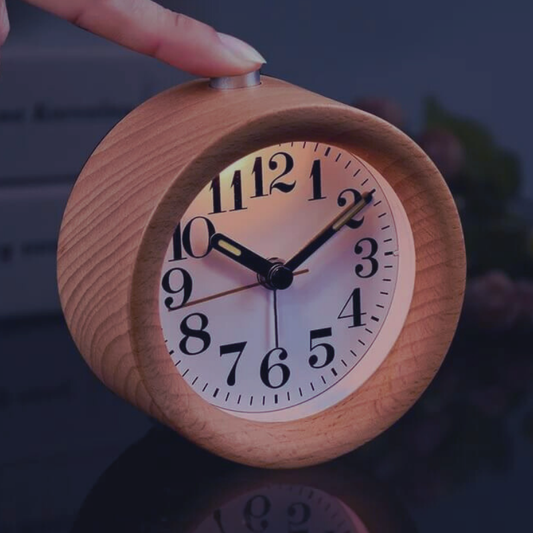 Classic Wooden Alarm Clock - Silent,Battery Powered, Tech Free